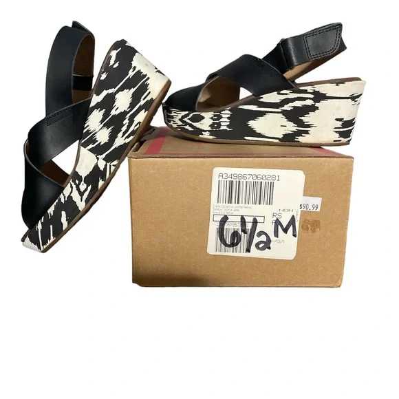 Clarks Collection Leather Heeled Wedge Sandal Valarie James SZ 6.5 Medium - Picture 2 of 8